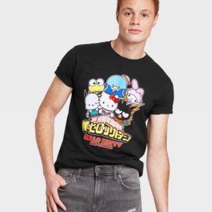 New Men's My Hero Academia Sanrio Mashup Short Sleeve Crewneck T-Shirt - Black